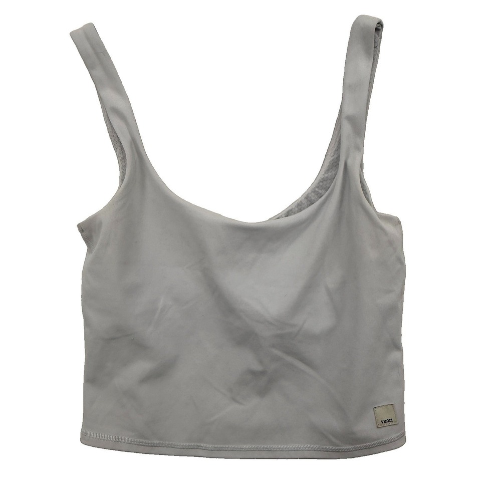 Vuori Womens Size M  Lt Gray  Daily Crop Scoop Neck Tank Built-in Bra Wicking